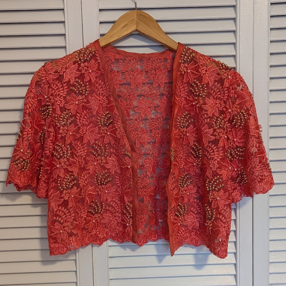 Vintage hand beaded lace bolero jacket